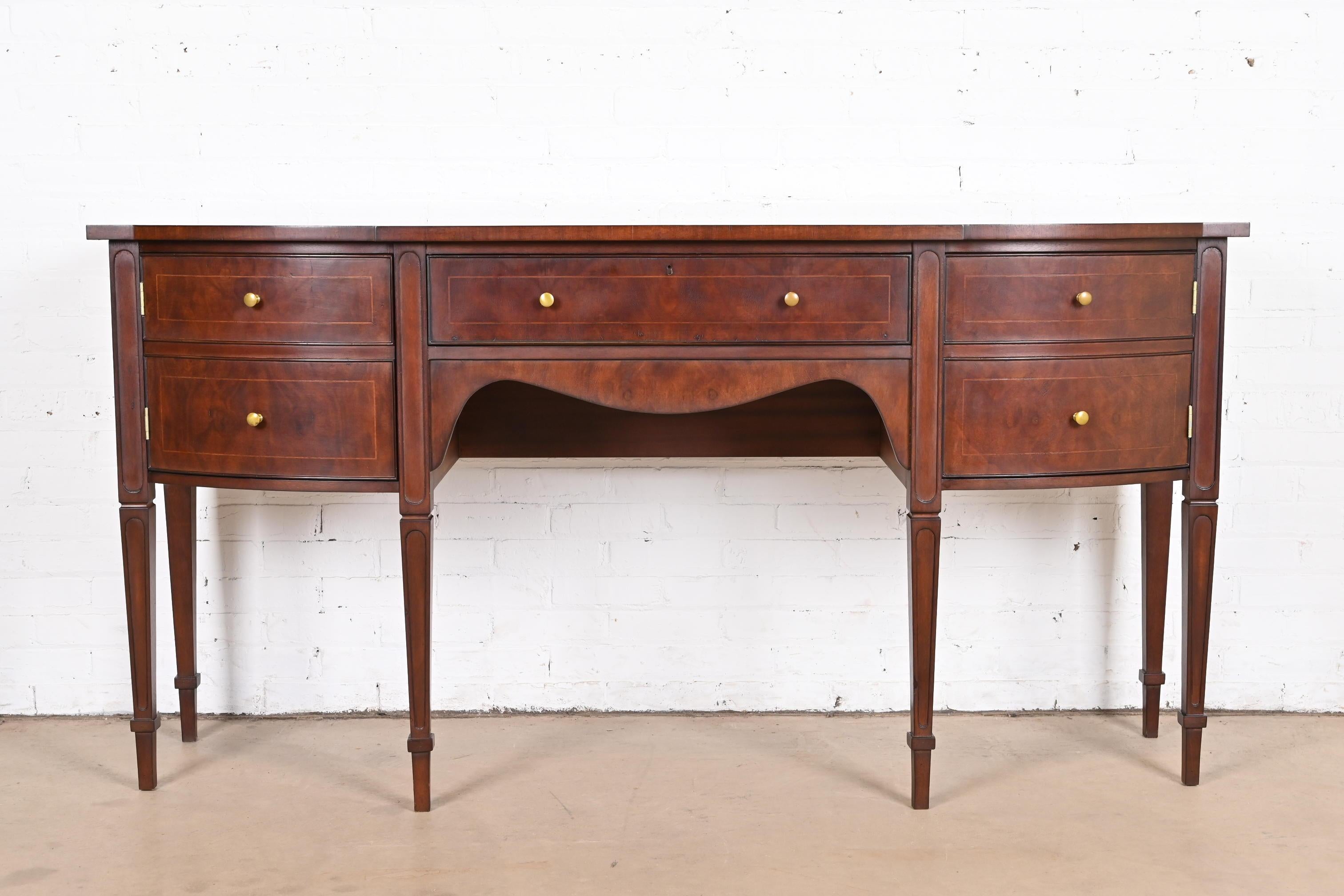 Georgian Baker Furniture Style Federal Inlaid Mahogany Sideboard Credenza