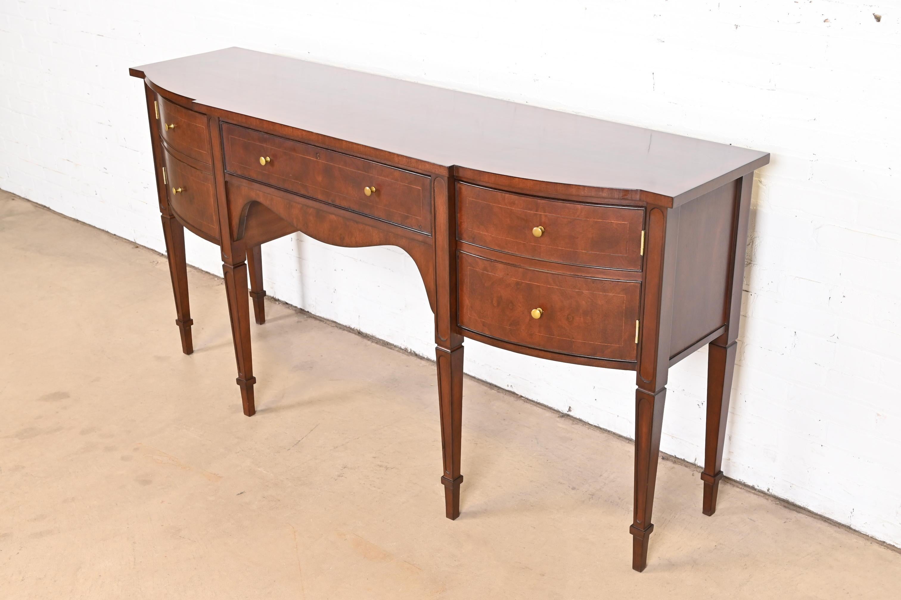 American Baker Furniture Style Federal Inlaid Mahogany Sideboard Credenza For Sale