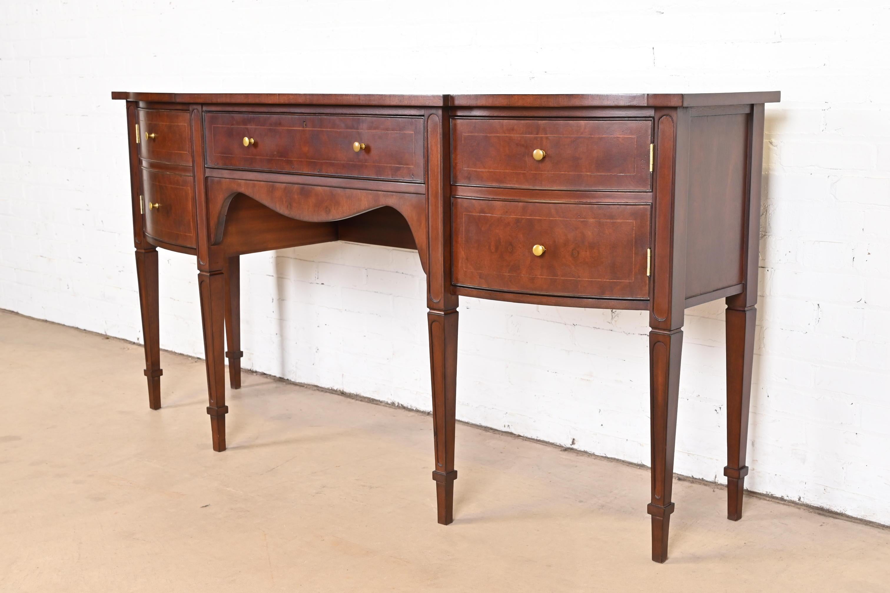 Baker Furniture Style Federal Inlaid Mahogany Sideboard Credenza In Good Condition For Sale In South Bend, IN