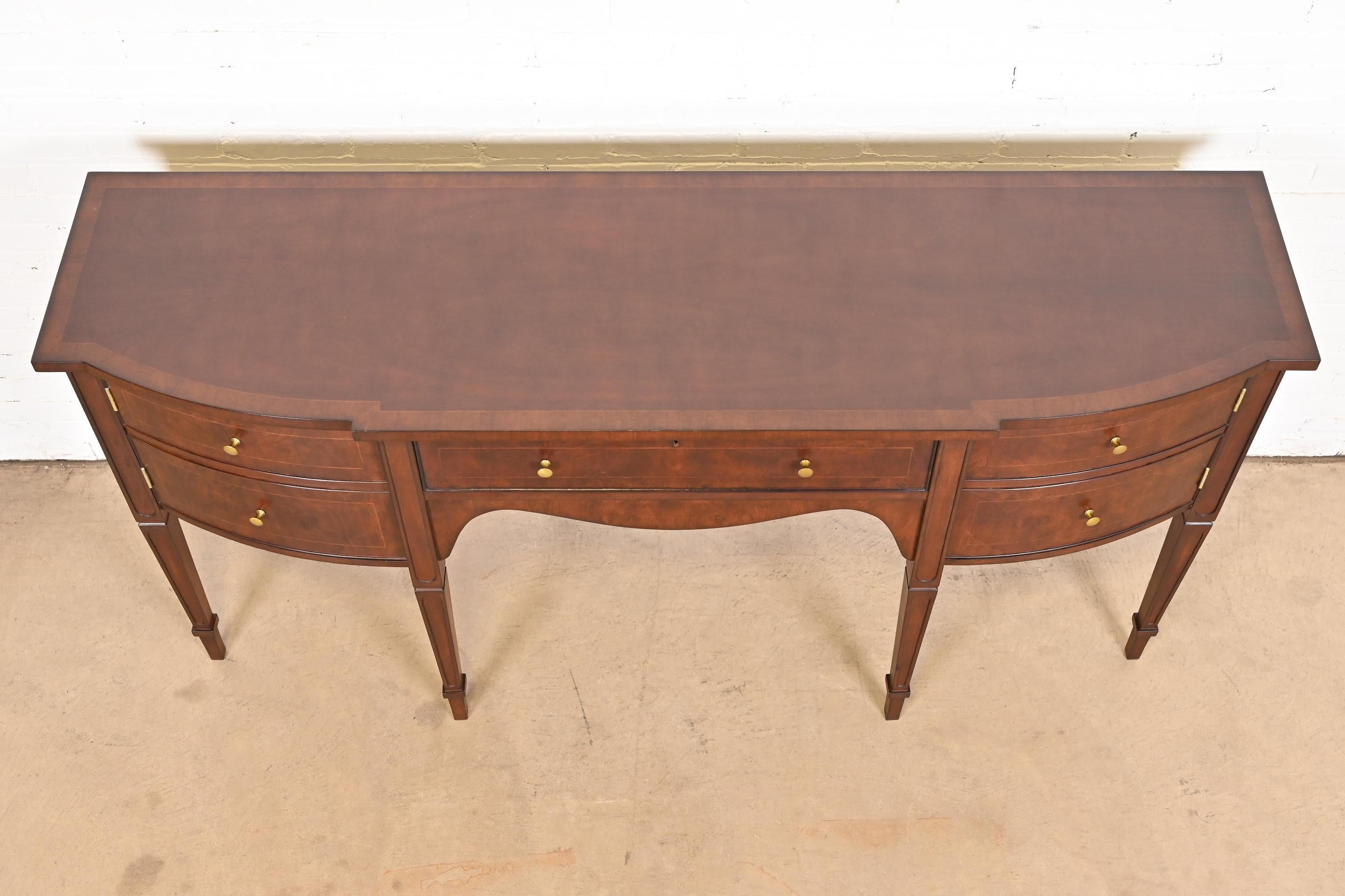Baker Furniture Style Federal Inlaid Mahogany Sideboard Credenza For Sale 1