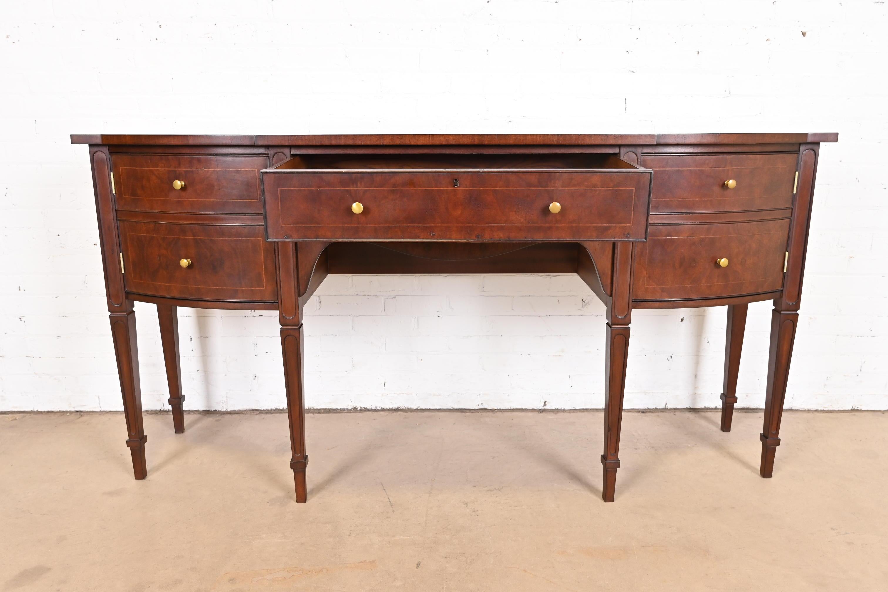 Baker Furniture Style Federal Inlaid Mahogany Sideboard Credenza For Sale 2