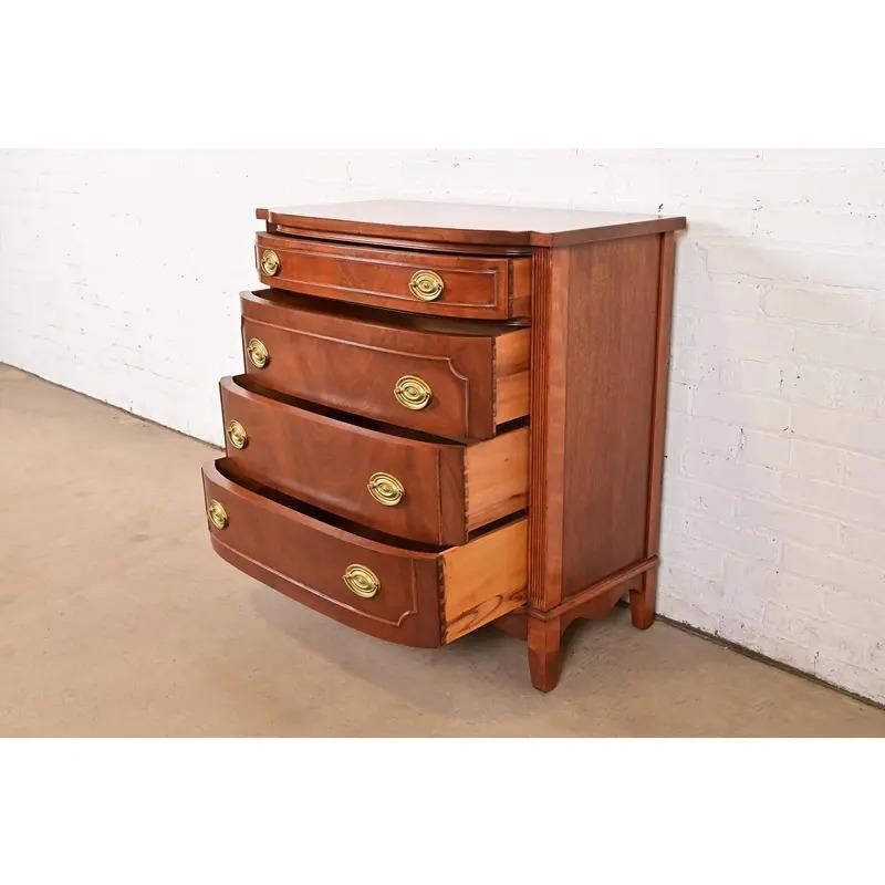 Baker Furniture Style Federal Mahogany Bow Front Commode or Chest of Drawers For Sale 1
