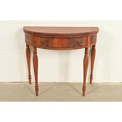 Baker Furniture Style Federal Mahogany Flip Top Demilune Console, Circa 1920s