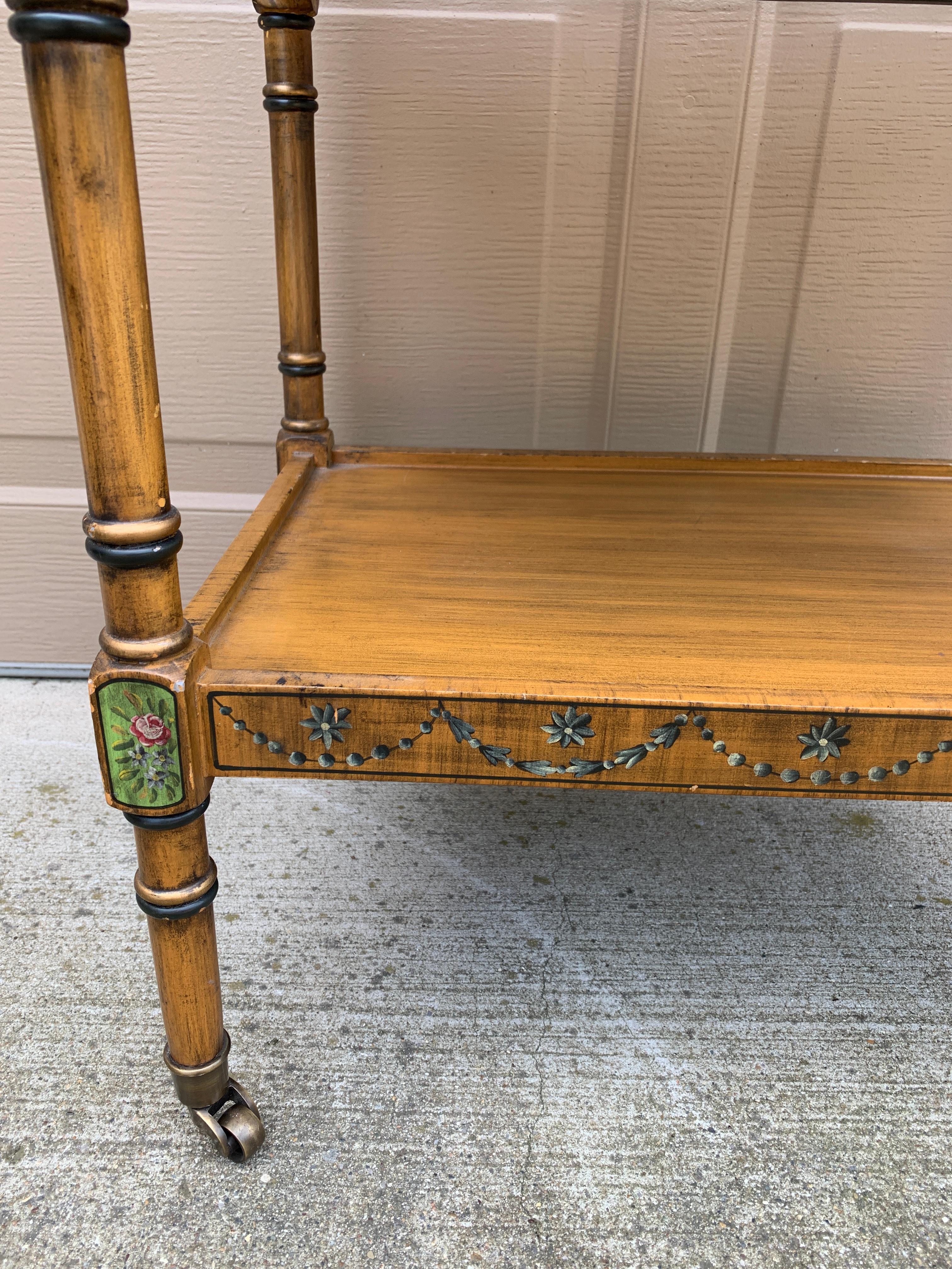 Baker Furniture Style French Country Painted Canterbury Book Stand or Magazine R For Sale 3