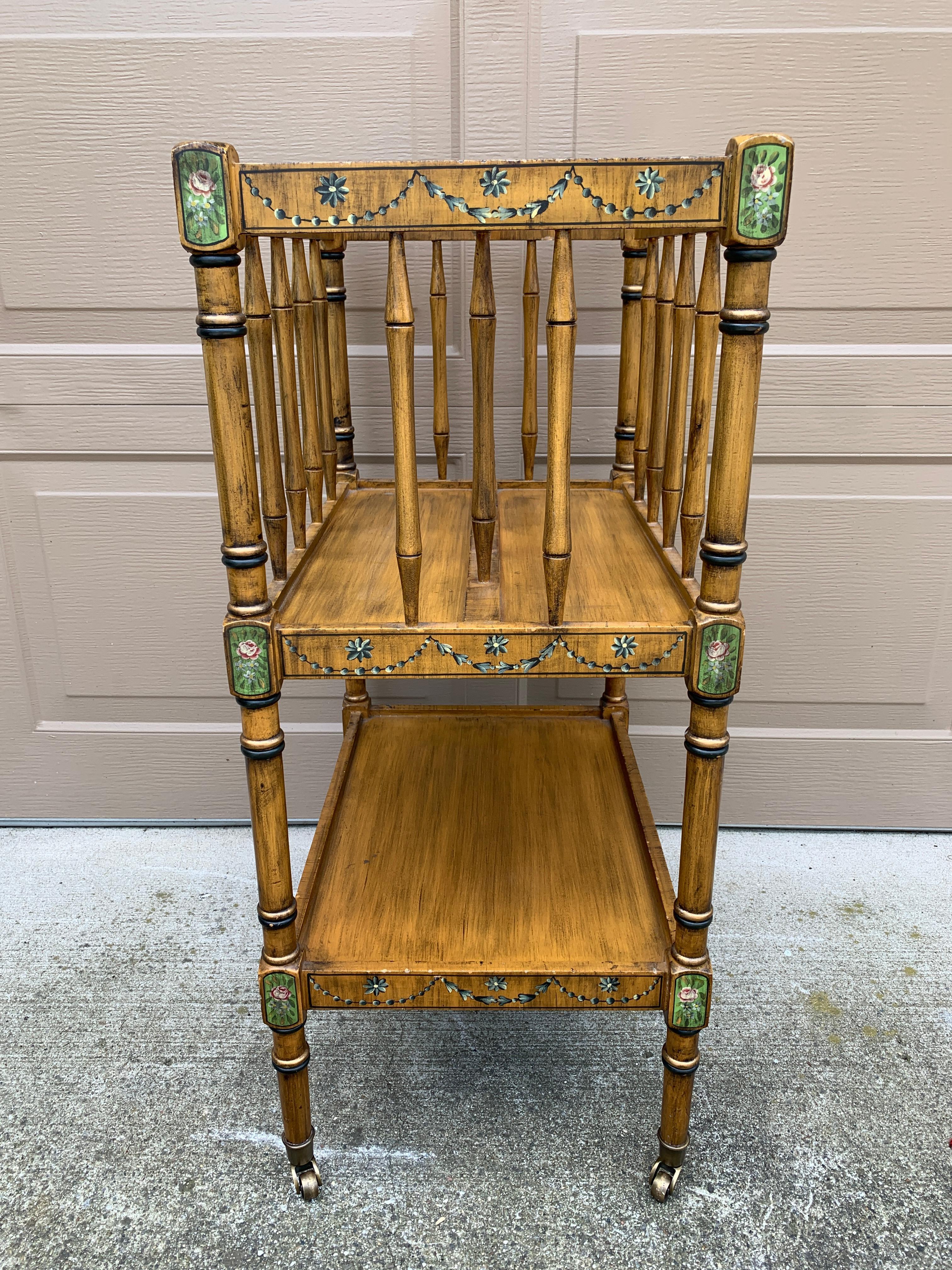 Baker Furniture Style French Country Painted Canterbury Book Stand or Magazine R For Sale 5