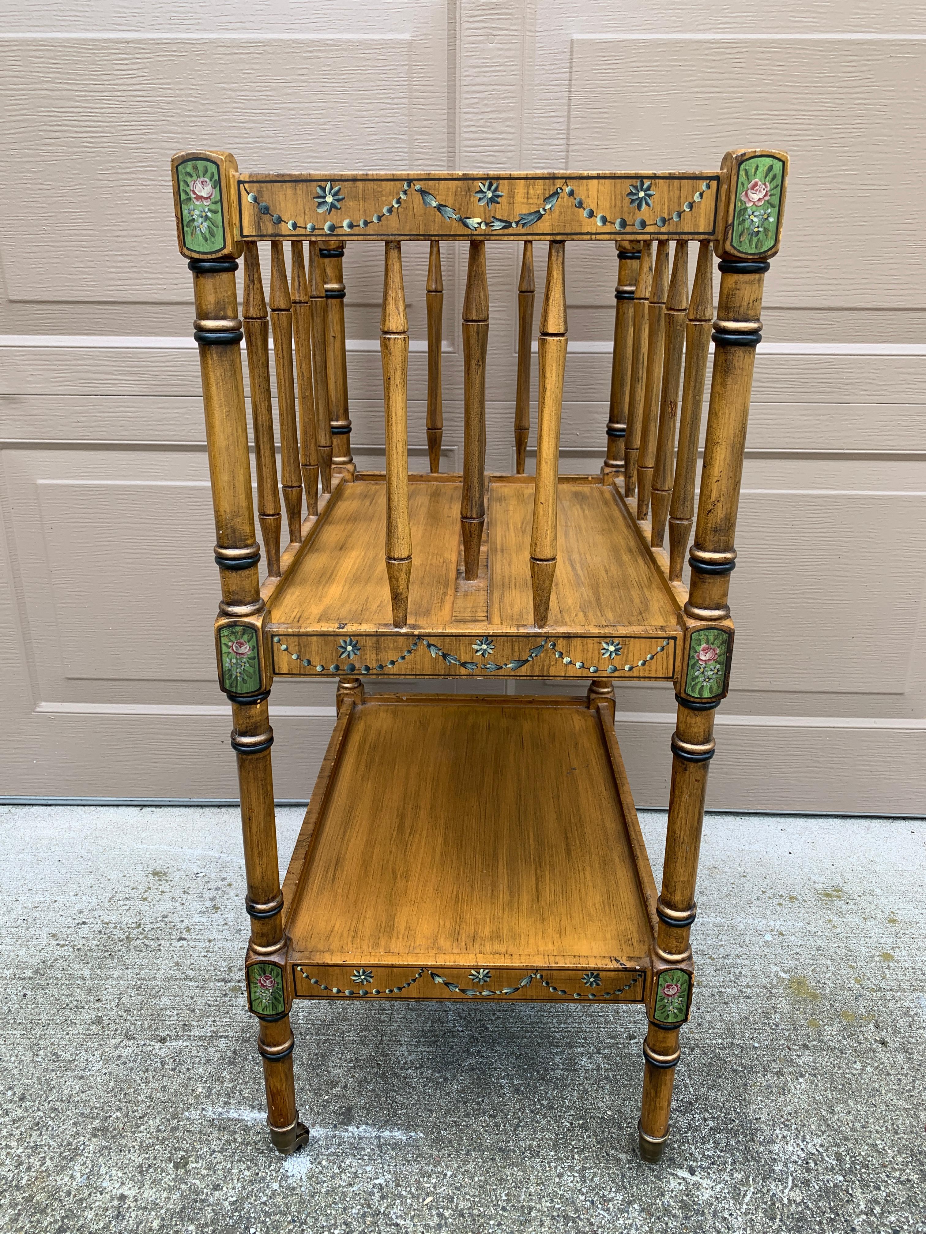 Baker Furniture Style French Country Painted Canterbury Book Stand or Magazine R For Sale 7