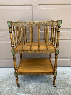 Baker Furniture Style French Country Painted Canterbury Book Stand or Magazine R