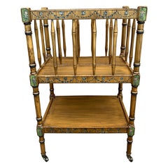 Baker Furniture Style French Country Painted Canterbury Book Stand or Magazine R