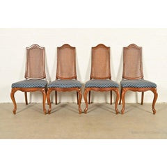 Baker Furniture Style French Provincial Louis XV Carved Walnut Dining Chairs