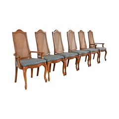 Baker Furniture Style French Provincial Louis XV Carved Walnut Dining Chairs