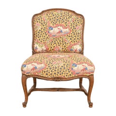 Baker Furniture Style French Provincial Louis XV Carved Walnut Slipper Chair or