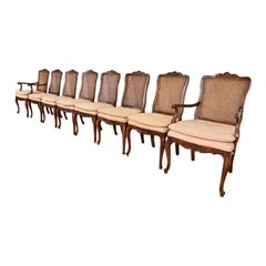 Baker Furniture Style French Provincial Louis XV Dining Chairs, Set of Eight