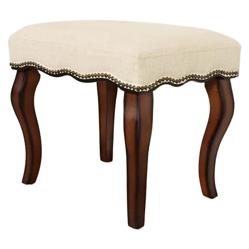 Baker Furniture Style French Provincial Louis XV Mahogany Upholstered Stool