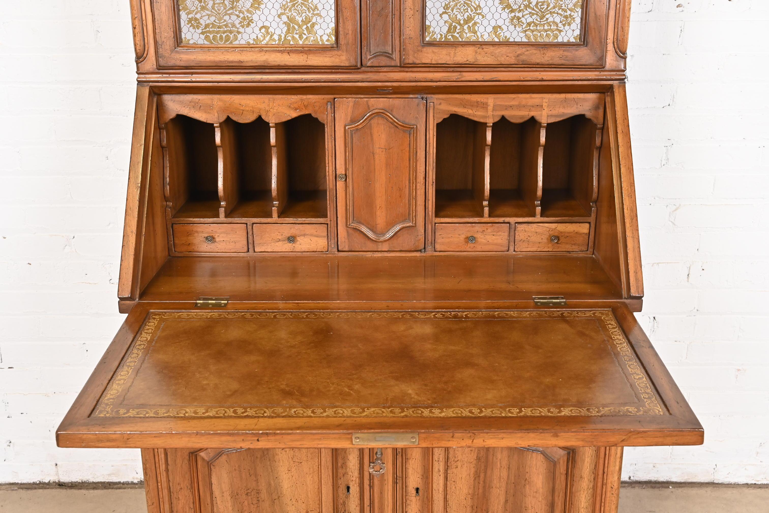 Baker Furniture Style French Provincial Louis XV Walnut Drop Front Secretary  For Sale 4