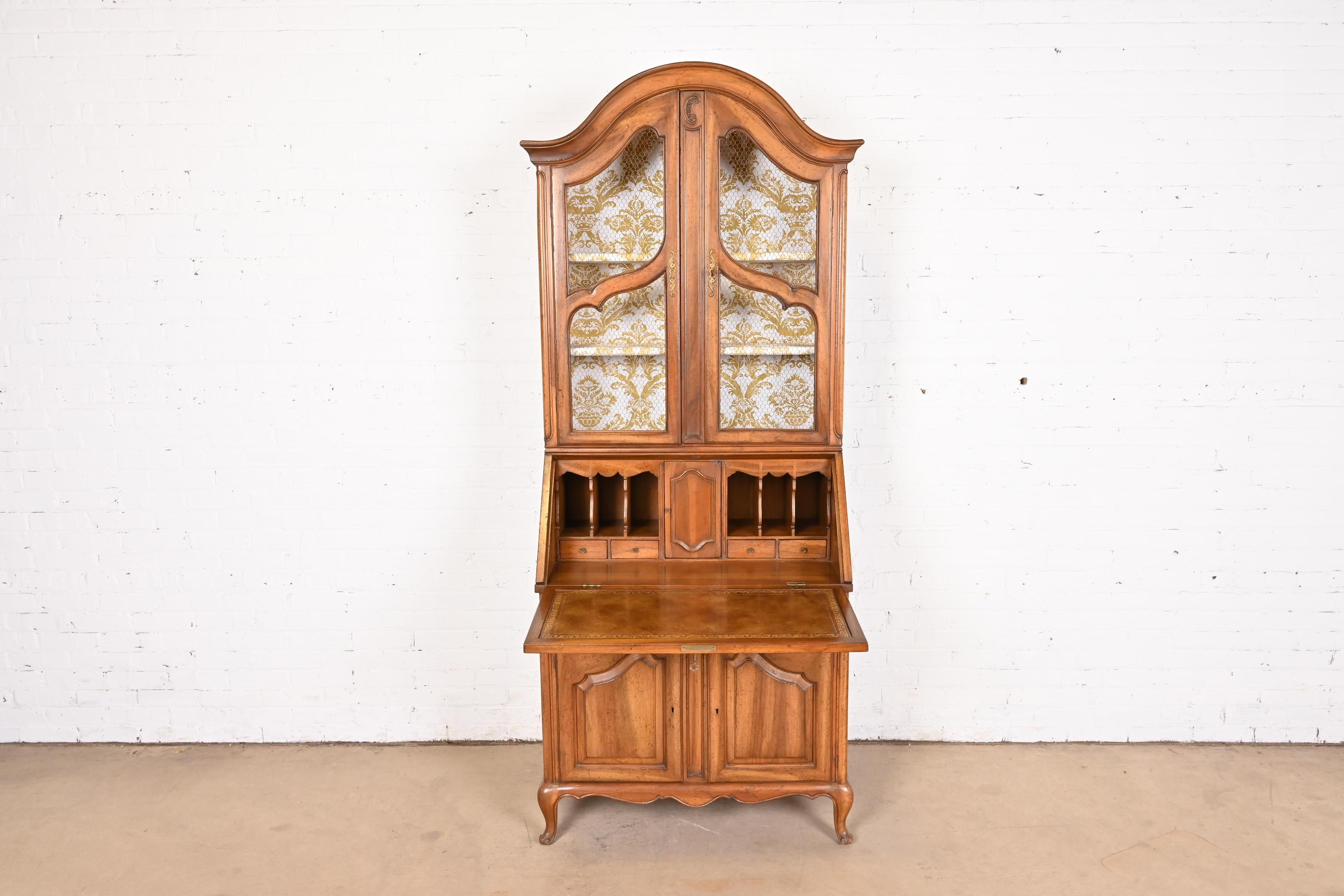Baker Furniture Style French Provincial Louis XV Walnut Drop Front Secretary  For Sale 3