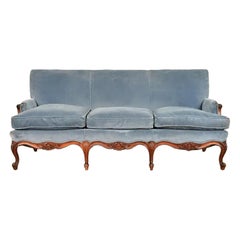 Baker Furniture Style French Provincial Louis XV Walnut Sofa  Circa 1960s