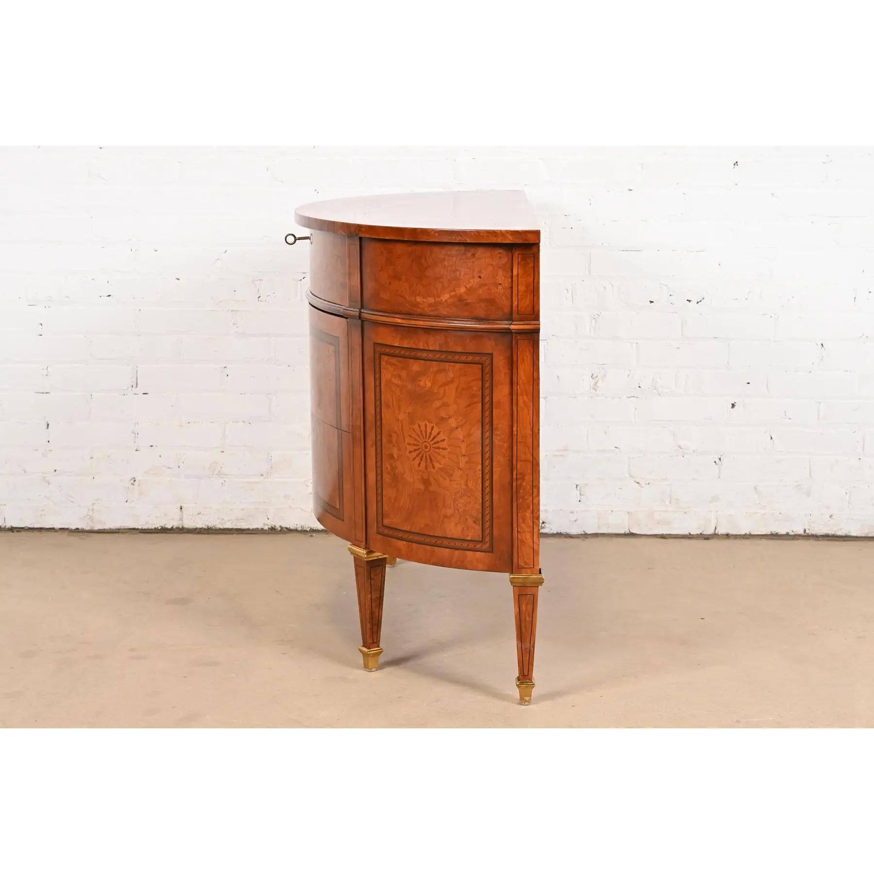 Baker Furniture Style French Regency Louis XVI Burl Wood Chest of Drawers For Sale 5
