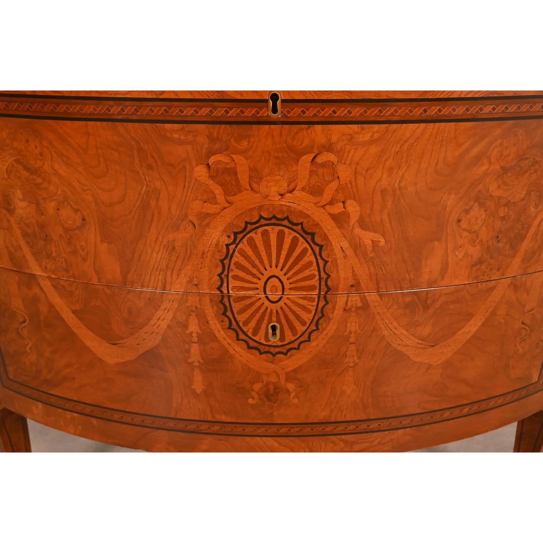 Baker Furniture Style French Regency Louis XVI Burl Wood Chest of Drawers For Sale 2