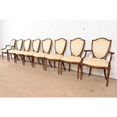 Baker Furniture Style French Regency Louis XVI Carved Walnut Dining Chairs