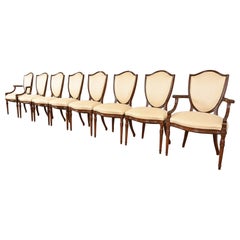 Baker Furniture Style French Regency Louis XVI Carved Walnut Dining Chairs