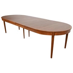 Baker Furniture Style French Regency Louis XVI Walnut Dining Table, Refinished