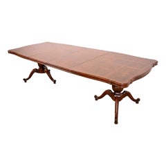 Baker Furniture Style French Regency Walnut & Burl Wood Dining Table, Refinished