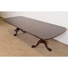 Baker Furniture Style Georgian Banded Extension Dining Table, Newly Refinished