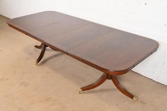 Baker Furniture Style Georgian Banded Flame Mahogany Dining Table, Refinished