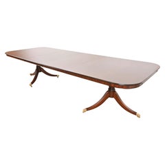 Baker Furniture Style Georgian Banded Flame Mahogany Dining Table, Refinished