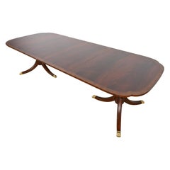 Baker Furniture Style Georgian Banded Flame Mahogany Dining Table, Refinished