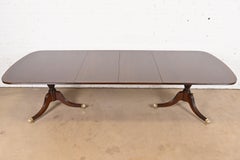 Baker Furniture Style Georgian Banded Mahogany Dining Table, Newly Refinished