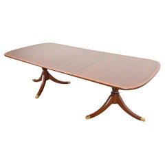 Baker Furniture Style Georgian Banded Mahogany Dining Table, Refinished