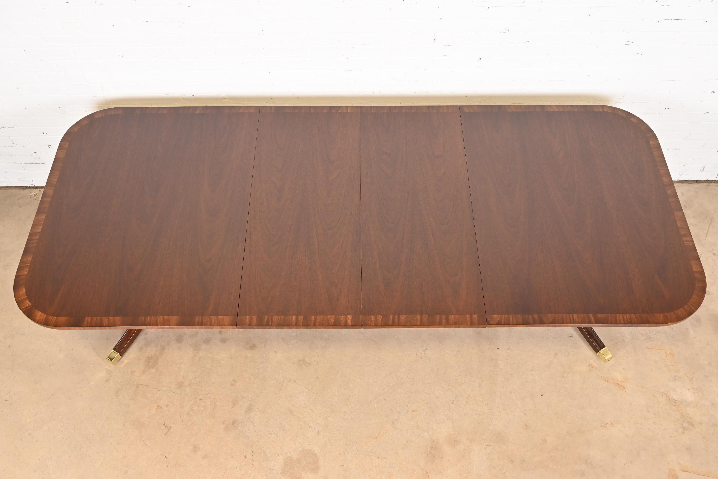 Baker Furniture Style Georgian Banded Mahogany Double Pedestal Dining Table 4