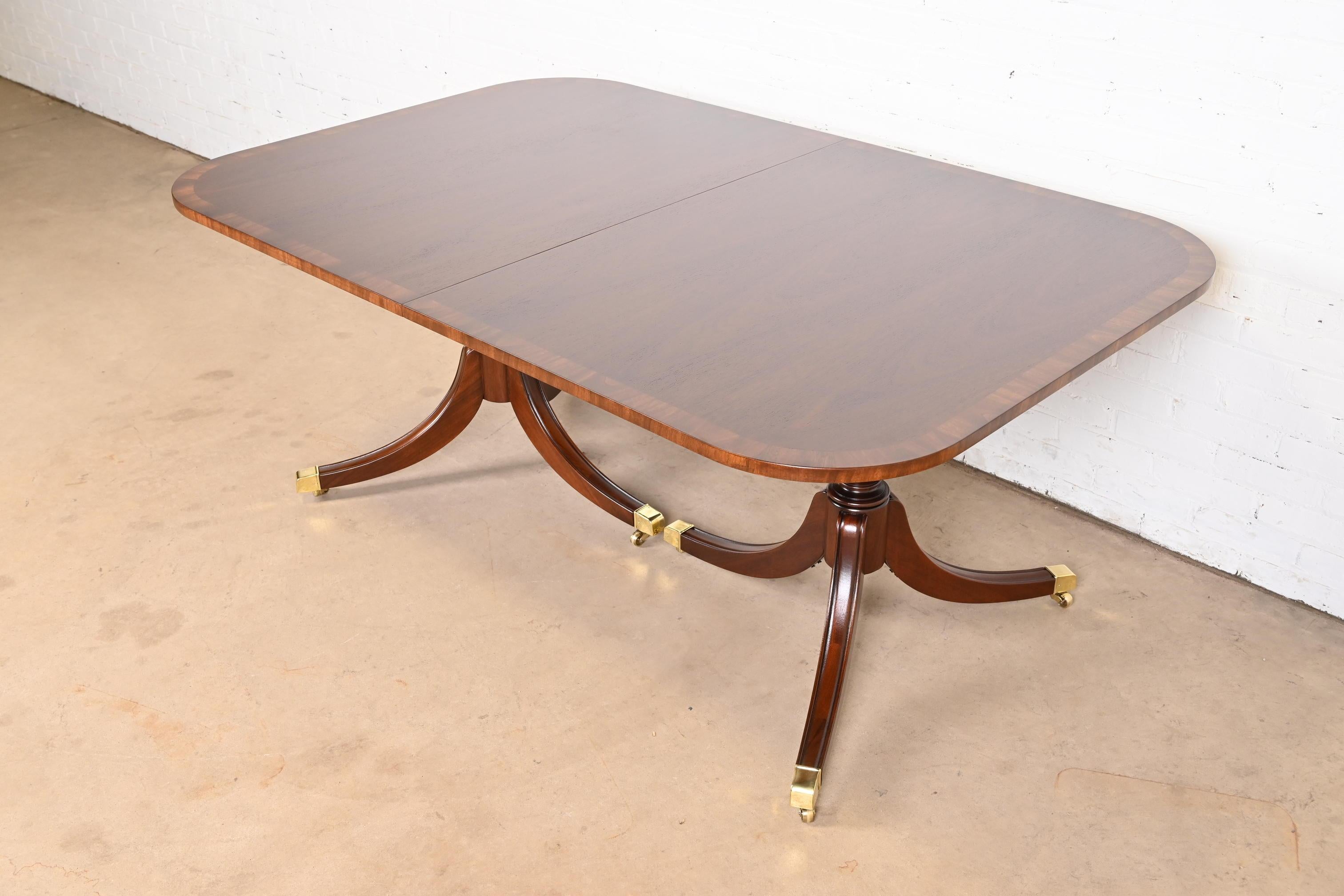 Baker Furniture Style Georgian Banded Mahogany Double Pedestal Dining Table 7
