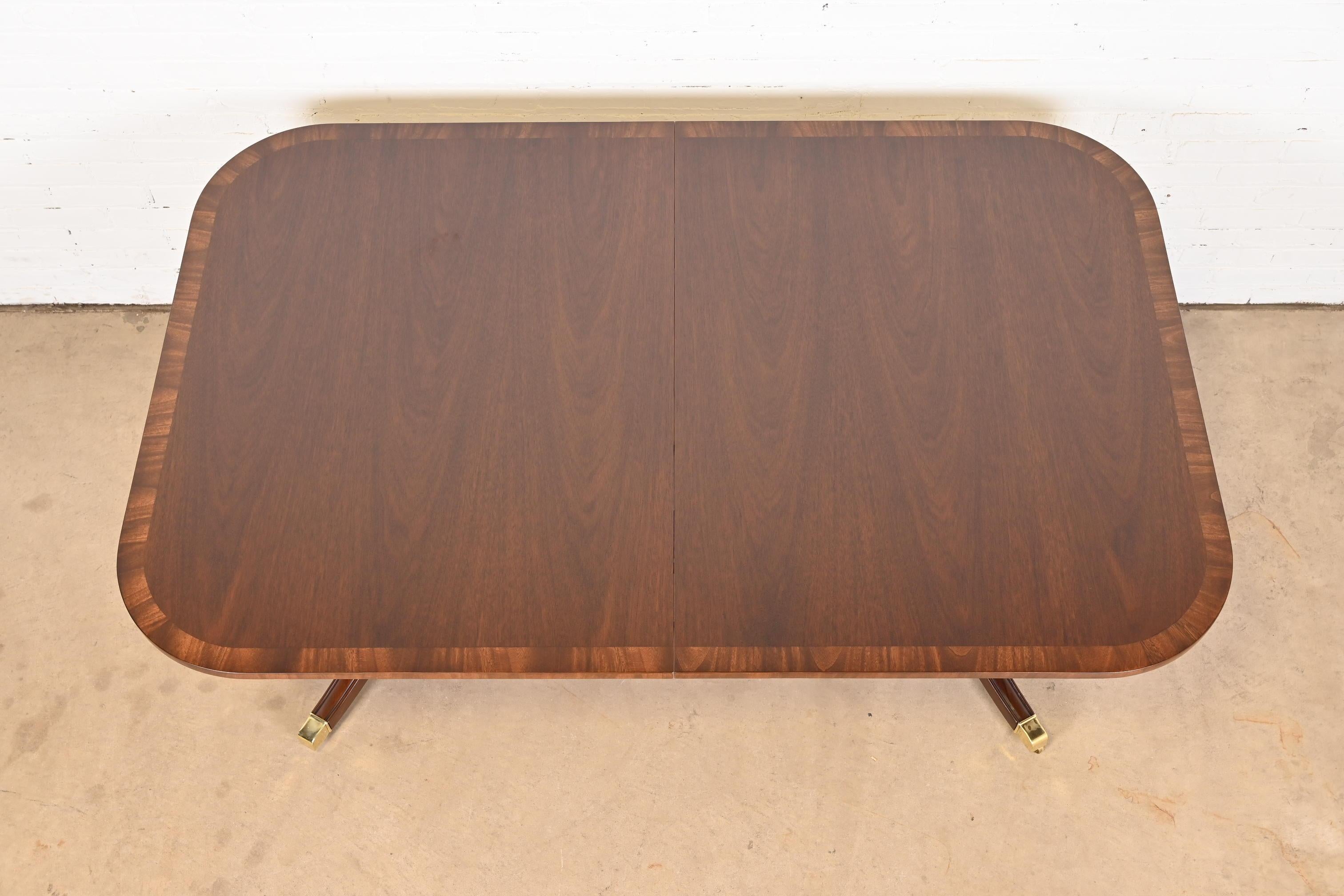 Baker Furniture Style Georgian Banded Mahogany Double Pedestal Dining Table 8