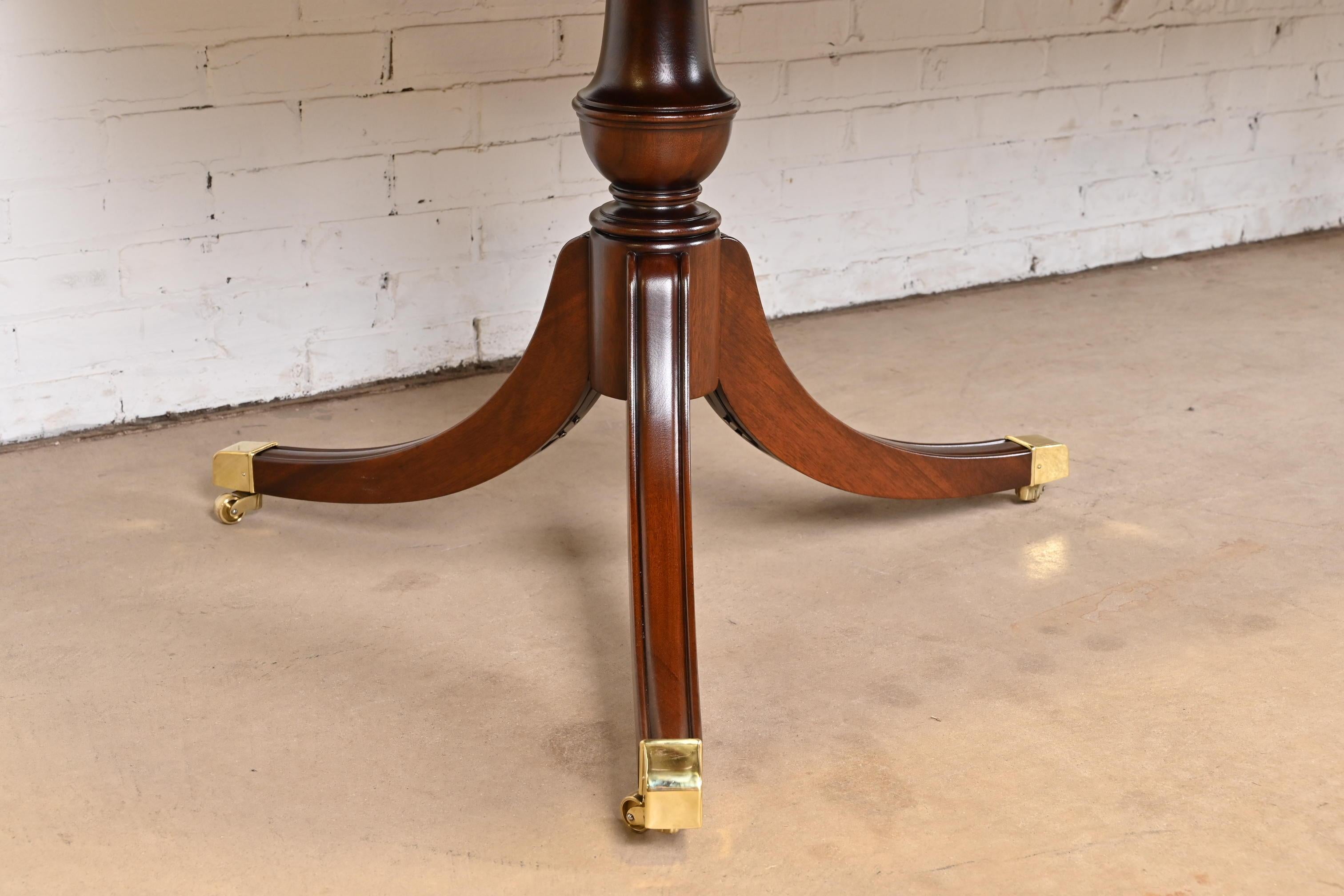 Baker Furniture Style Georgian Banded Mahogany Double Pedestal Dining Table 2