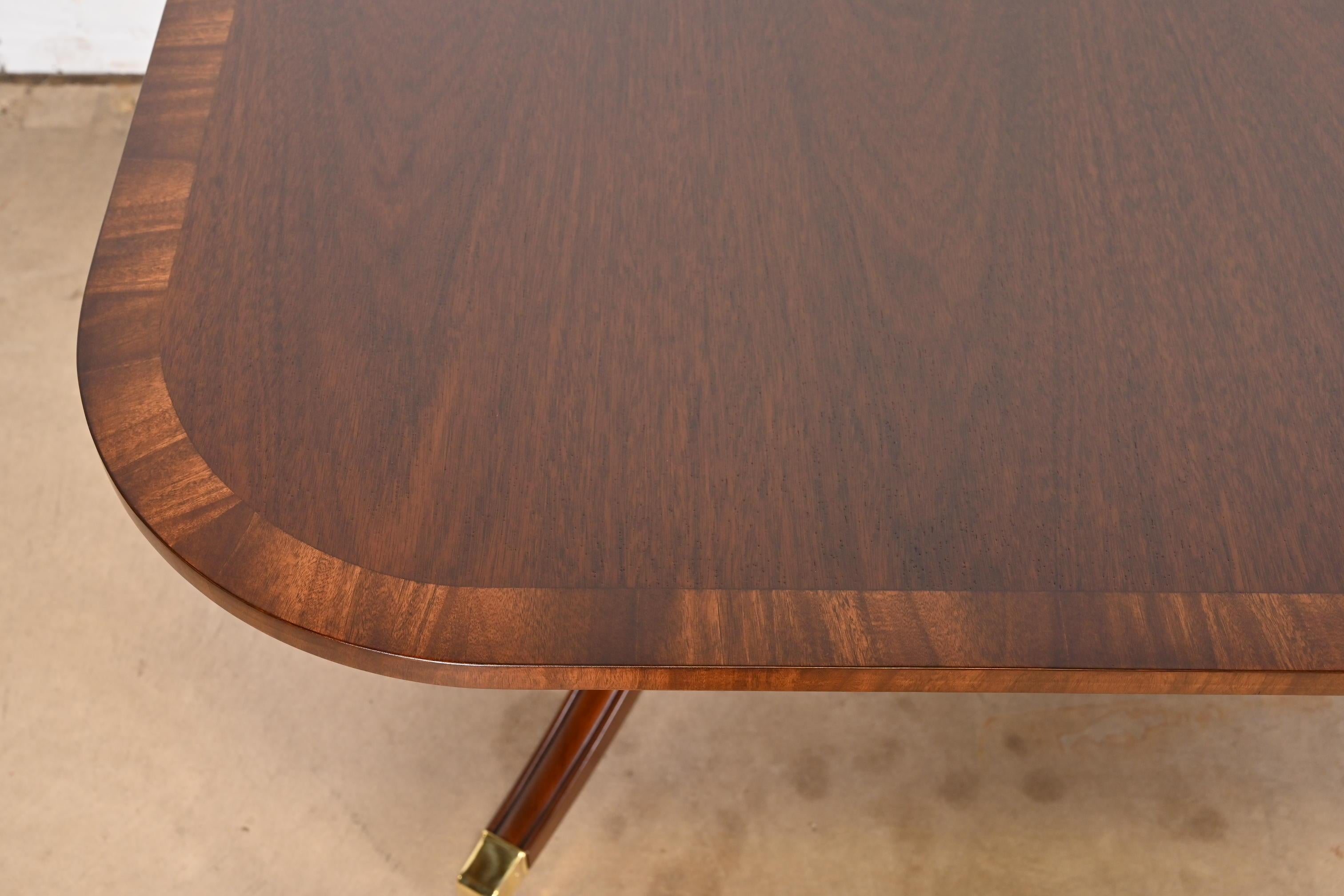 Baker Furniture Style Georgian Banded Mahogany Double Pedestal Dining Table 3