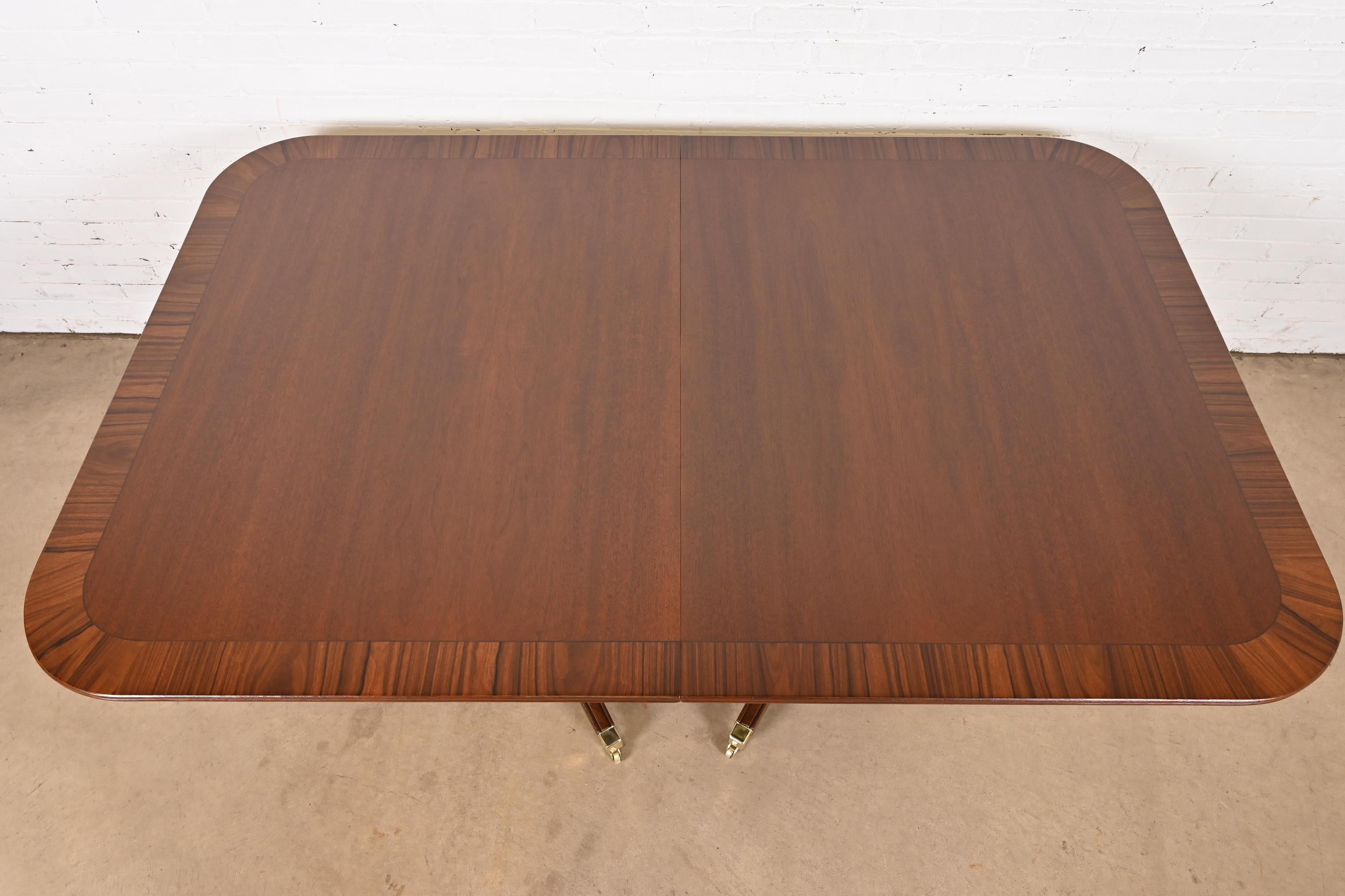 Baker Furniture Style Georgian Banded Mahogany Double Pedestal Dining Table 3