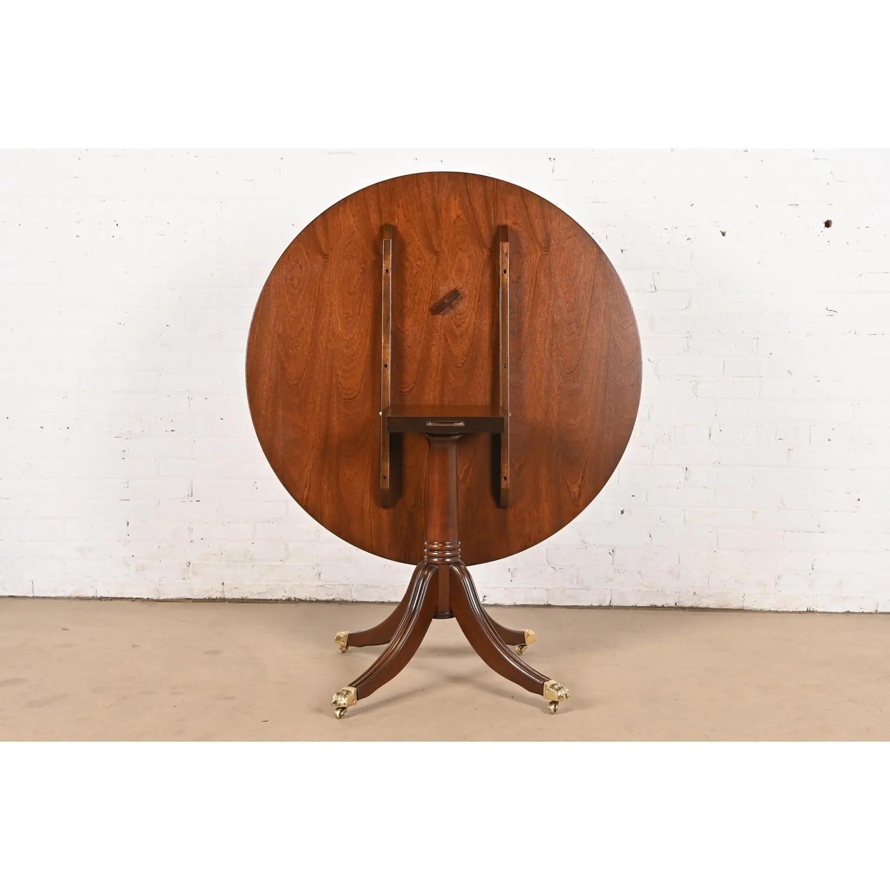 Baker Furniture Style Georgian Banded Mahogany Flip Top Dining, Refinished For Sale 6