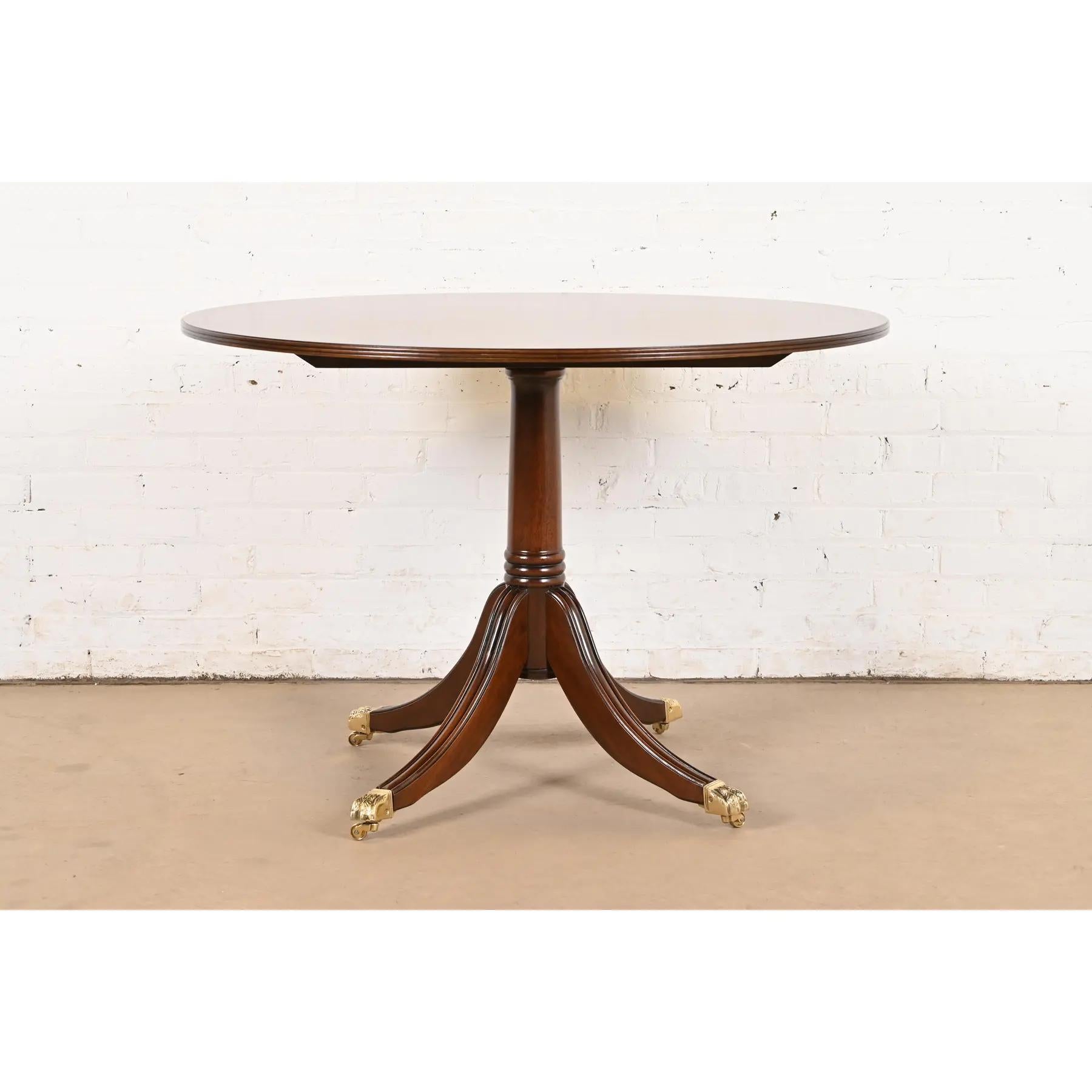American Baker Furniture Style Georgian Banded Mahogany Flip Top Dining, Refinished For Sale