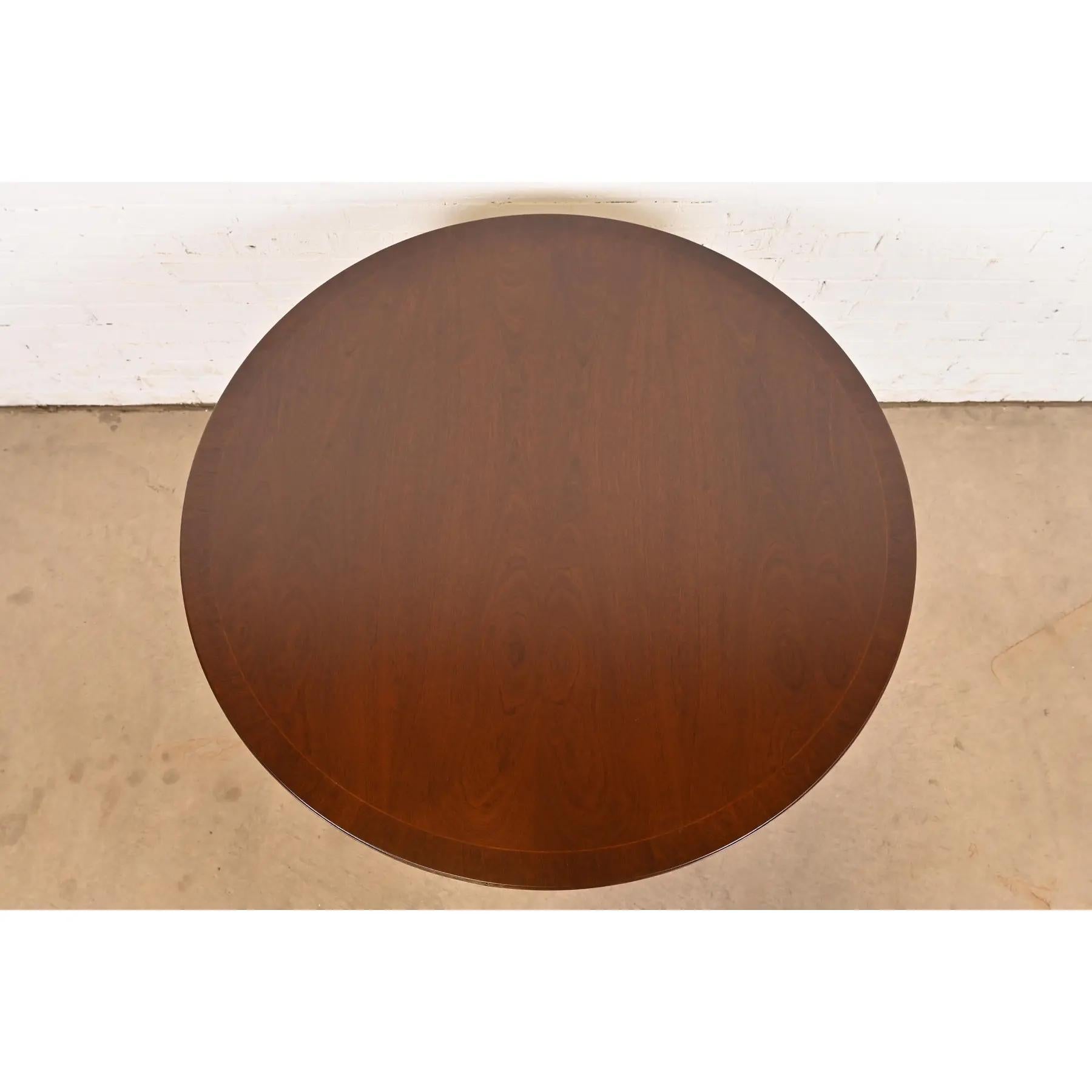 Baker Furniture Style Georgian Banded Mahogany Flip Top Dining, Refinished For Sale 1