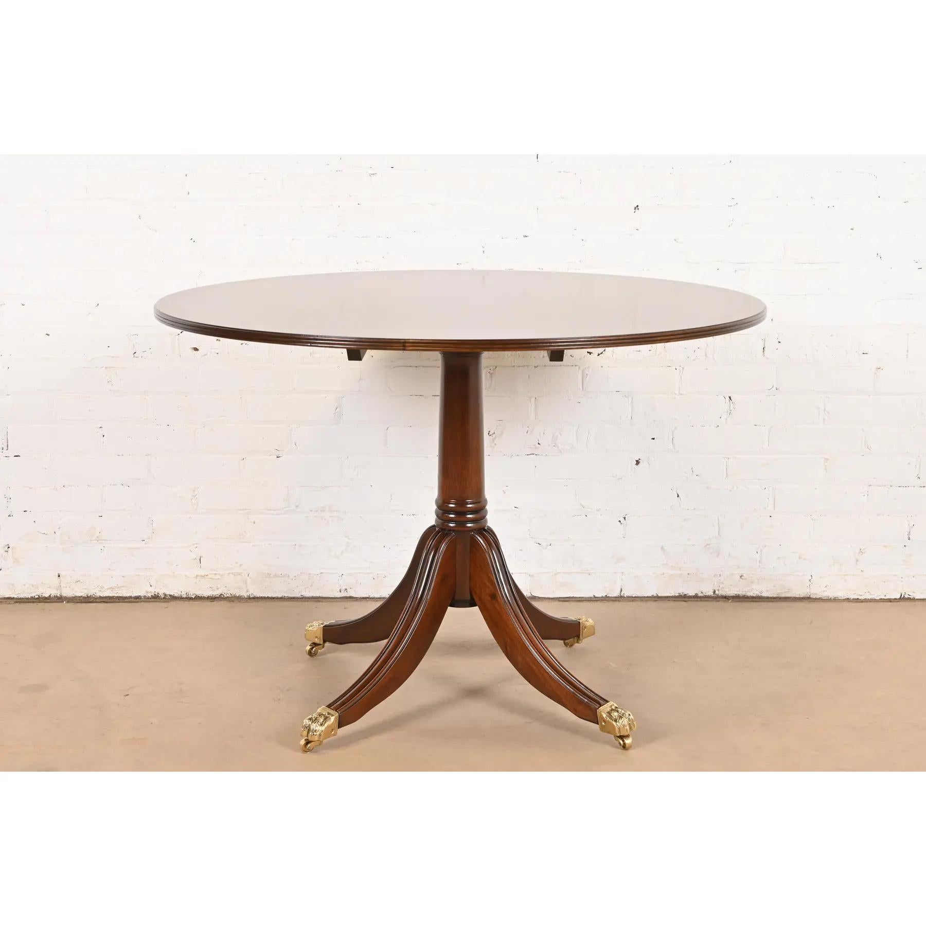 Baker Furniture Style Georgian Banded Mahogany Flip Top Dining, Refinished For Sale 3