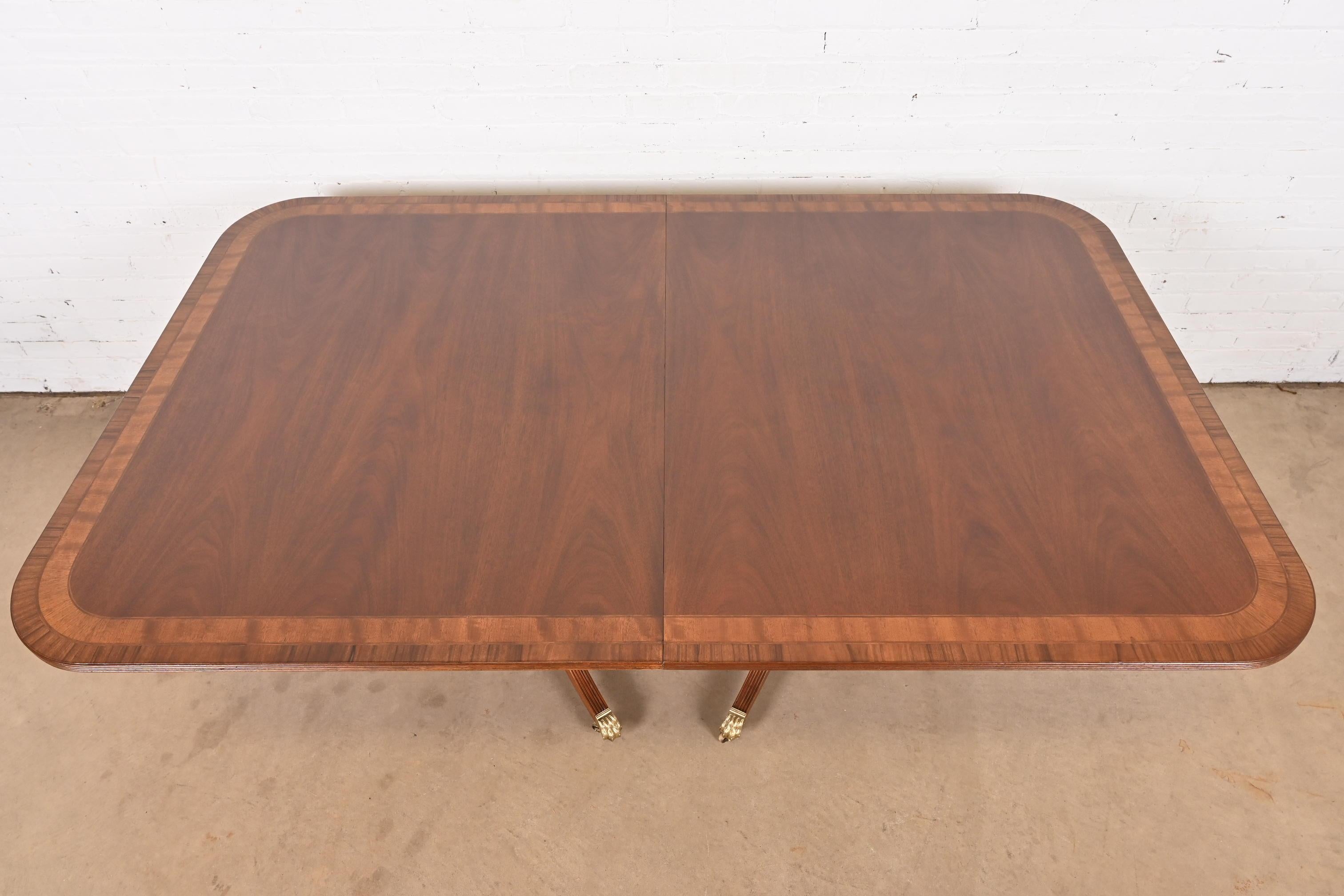 Baker Furniture Stil Georgianischer Esstisch aus Mahagoni mit Bändern auf Sockel, neu lackiert im Angebot 4