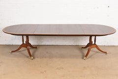 Baker Furniture Style Georgian Banded Mahogany Pedestal Dining Table, Refinished