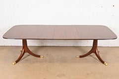 Baker Furniture Style Georgian Banded Mahogany Pedestal Dining Table, Refinished