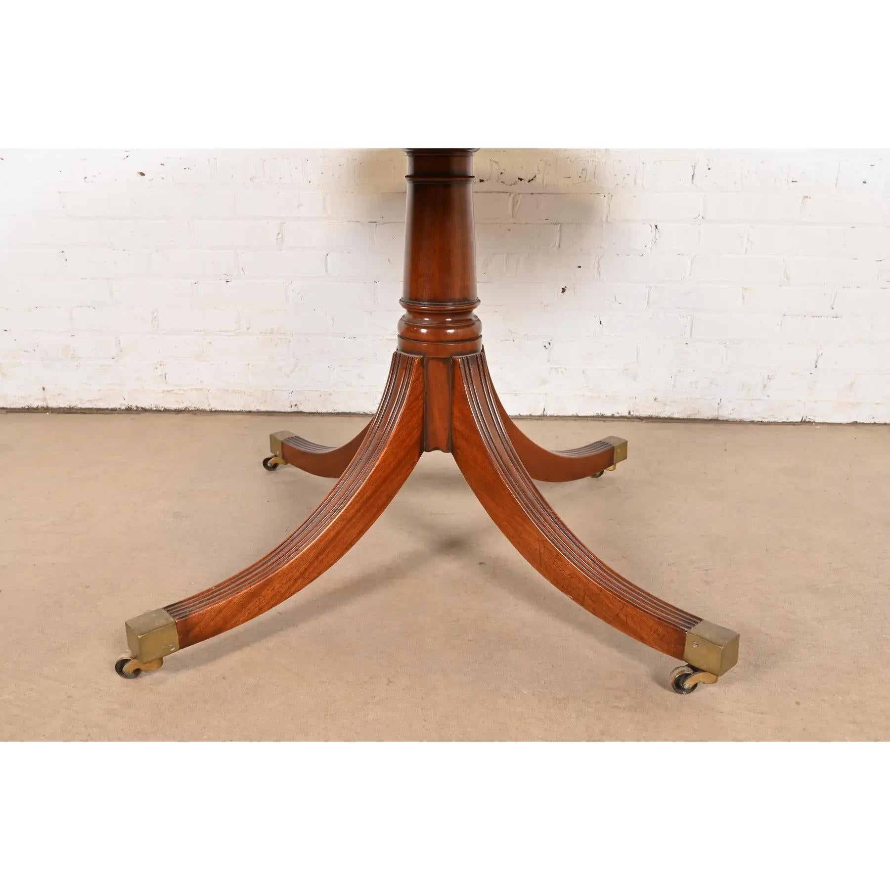Baker Furniture Style Georgian Banded Rosewood Pedestal Extension Dining Table 6