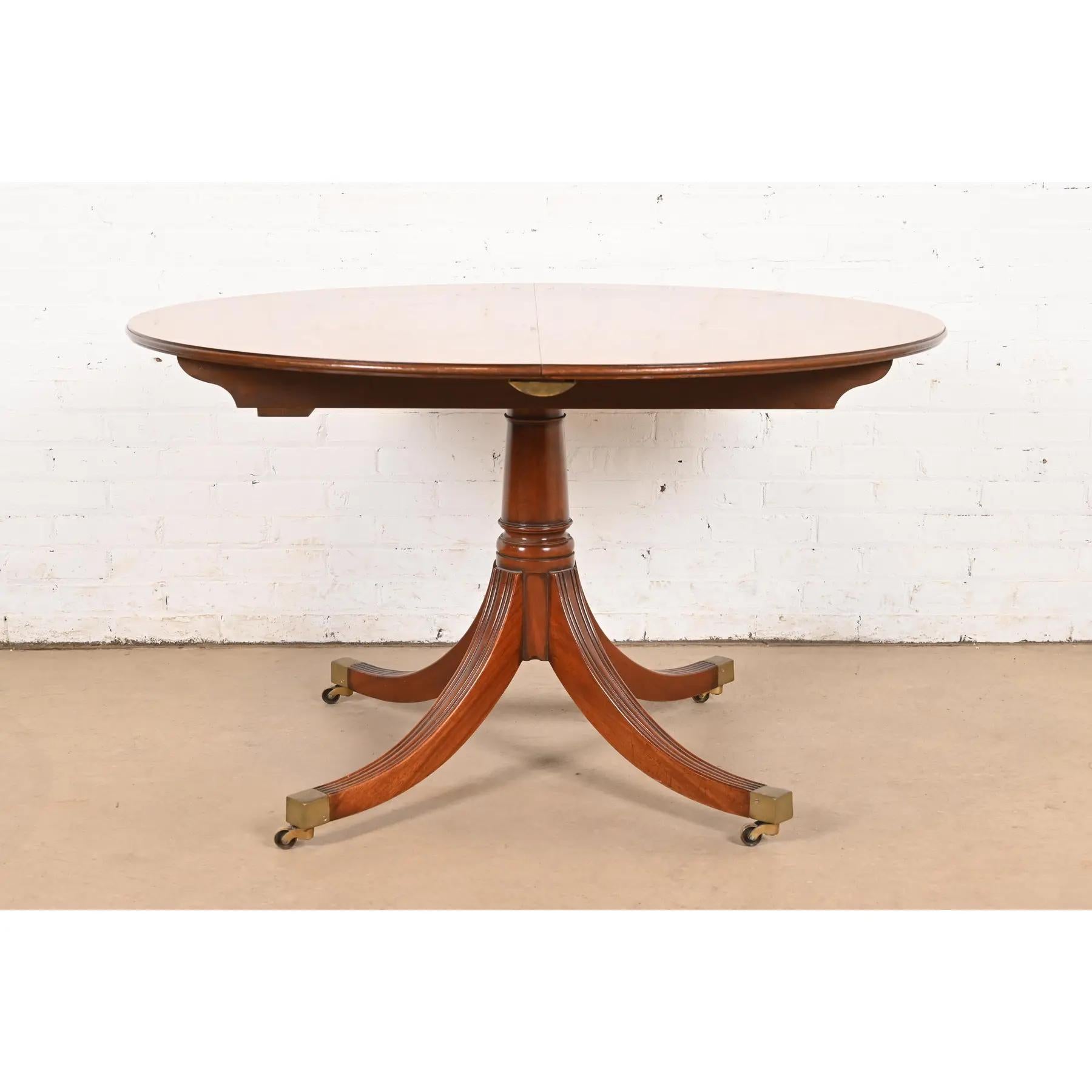 Baker Furniture Style Georgian Banded Rosewood Pedestal Extension Dining Table 1