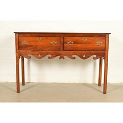 Baker Furniture Style Georgian Carved English Yew Wood Sideboard Credenza