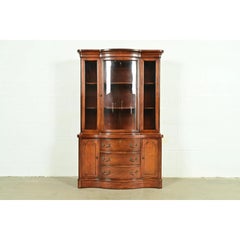 Baker Furniture Style Georgian Carved Mahogany Breakfront Bookcase Cabinet