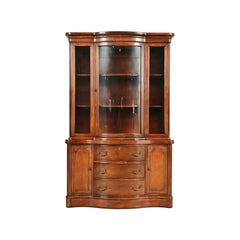 Baker Furniture Style Georgian Carved Mahogany Breakfront Bookcase Cabinet